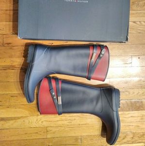 Tall Blue/Red Tommy Hilfiger Coree Rain Boots